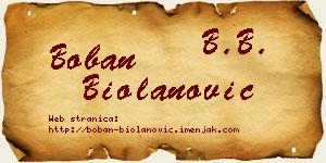 Boban Biolanović vizit kartica